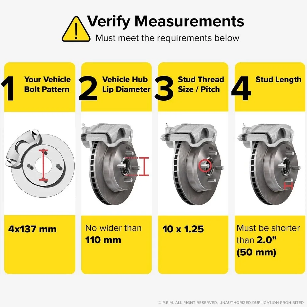 2 inch ATV Wheel Spacers (4x137, 110mm Bore, 10x1.25 Studs and Cone Seat Nuts)
